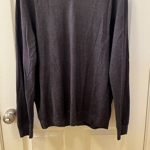 Bugatchi Merino Wool Pullover V-Neck Sweater Italy Charcoal Gray Men's Size XL - Picture 7 of 11